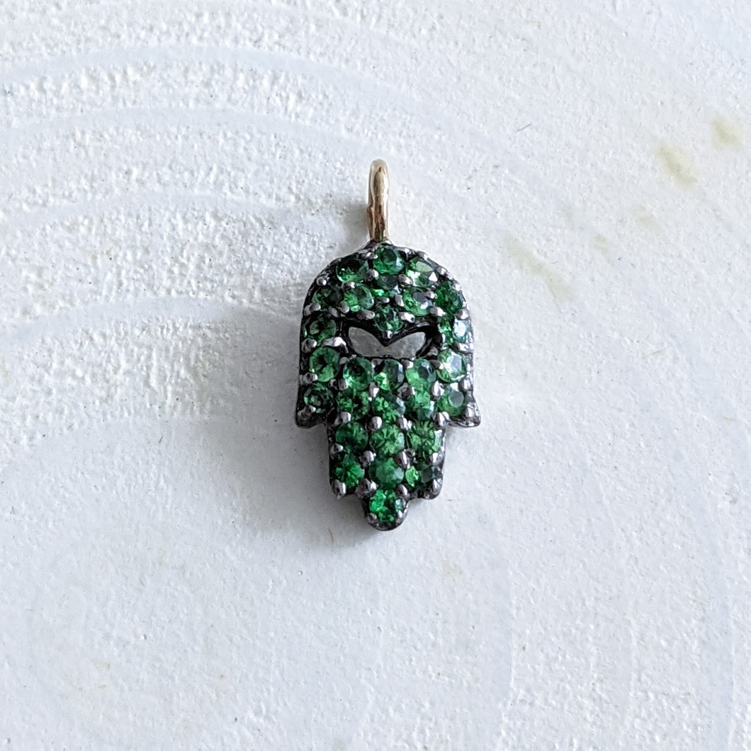 Emerald Hamsa Charm Pendant