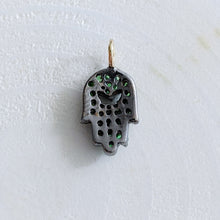 Load image into Gallery viewer, Emerald Hamsa Charm Pendant
