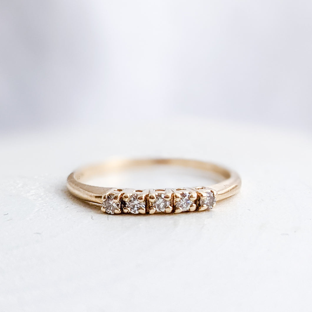 14K Yellow Gold 5-Stone Diamond Ring Size US 4.25 / UK H.5