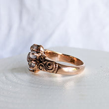 Load image into Gallery viewer, 10K Rose Gold Victorian Moonstone with Shell/Coral Center Stone Ring Size US 3.5 / UK G
