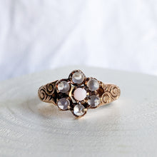 Load image into Gallery viewer, 10K Rose Gold Victorian Moonstone with Shell/Coral Center Stone Ring Size US 3.5 / UK G
