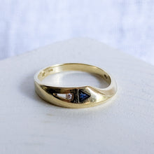 Load image into Gallery viewer, 14K Yellow Gold Art Deco Sapphire and Diamond Ring Size US 6.25 / UK M
