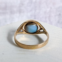 Load image into Gallery viewer, 14K Yellow Gold Amber &amp; Pectolite (Larimar) Flip Ring Size US 7 / UK N.5
