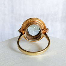 Load image into Gallery viewer, 14K Two-Tone Gold 5.5 ct Aquamarine + Old Brilliant Cut Diamond Ring
