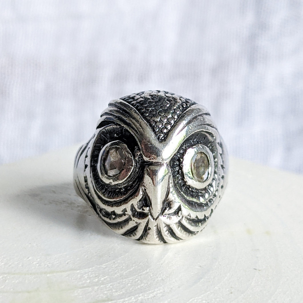 Circa Early 20th Century Silver Owl Ring