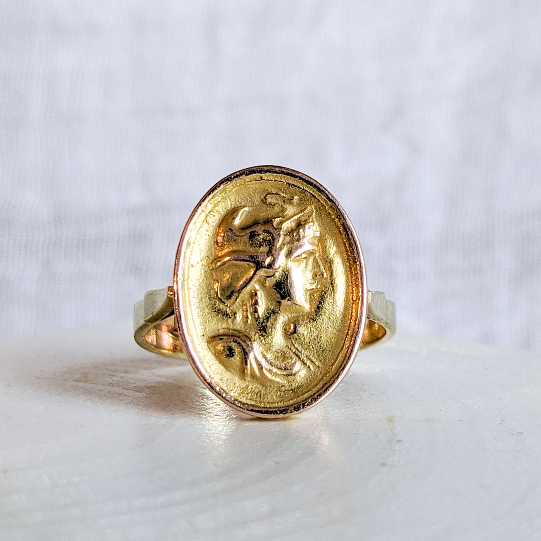 14K Yellow and Rose Gold Lady Cameo Ring US 9.25 / UK S