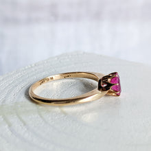 Load image into Gallery viewer, 18K Rose Gold Ruby Solitaire Ring Size UK K / US 5.5
