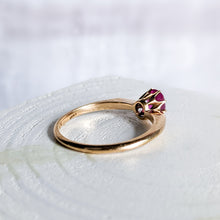 Load image into Gallery viewer, 18K Rose Gold Ruby Solitaire Ring Size UK K / US 5.5
