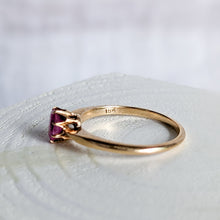 Load image into Gallery viewer, 18K Rose Gold Ruby Solitaire Ring Size UK K / US 5.5
