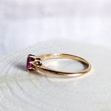 Load image into Gallery viewer, 18K Rose Gold Ruby Solitaire Ring Size UK K / US 5.5
