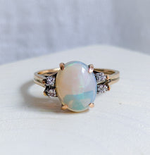 Load image into Gallery viewer, 14K Yellow Gold Opal and Diamond Ring US 6.5 / UK M.5
