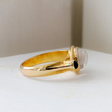 Load image into Gallery viewer, 18K Yellow Gold Moonstone and Sapphire Ring Size US 8.25 / UK Q
