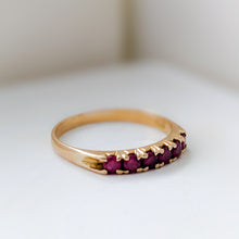 Load image into Gallery viewer, Vintage 18K Yellow Gold 6-Stone Synthetic Red Sapphire Ring
