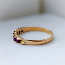 Load image into Gallery viewer, Vintage 18K Yellow Gold 6-Stone Synthetic Red Sapphire Ring
