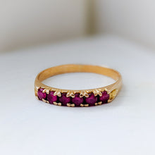 Load image into Gallery viewer, Vintage 18K Yellow Gold 6-Stone Synthetic Red Sapphire Ring
