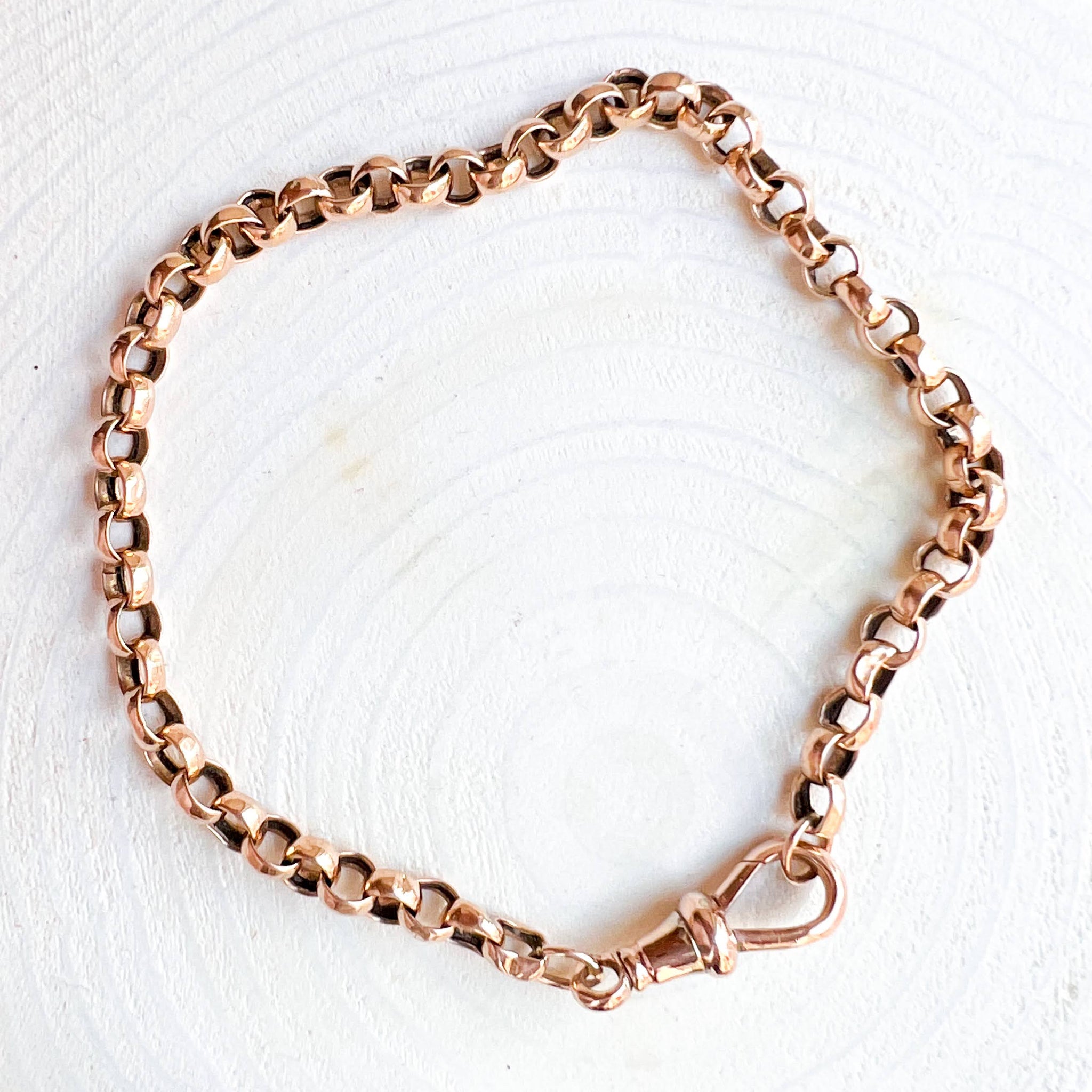 9K Rose Gold 8 inch Belcher Link Bracelet Eye of the Cat Jewellery