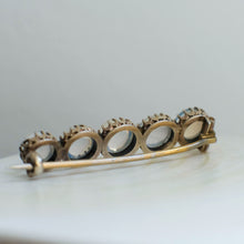 Load image into Gallery viewer, Victorian 10K Two-Tone Gold 5-Stone Moonstone Brooch
