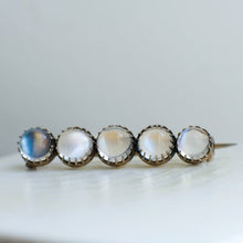 Load image into Gallery viewer, Victorian 10K Two-Tone Gold 5-Stone Moonstone Brooch
