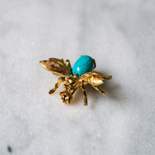 Load image into Gallery viewer, 14K Yellow Gold Turquoise Fly Brooch

