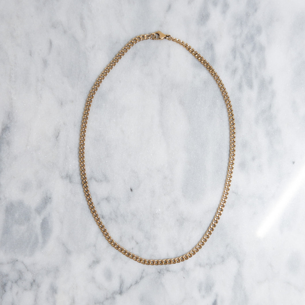 1920s 15 Inch 14K Yellow Gold Curb-Link Chain