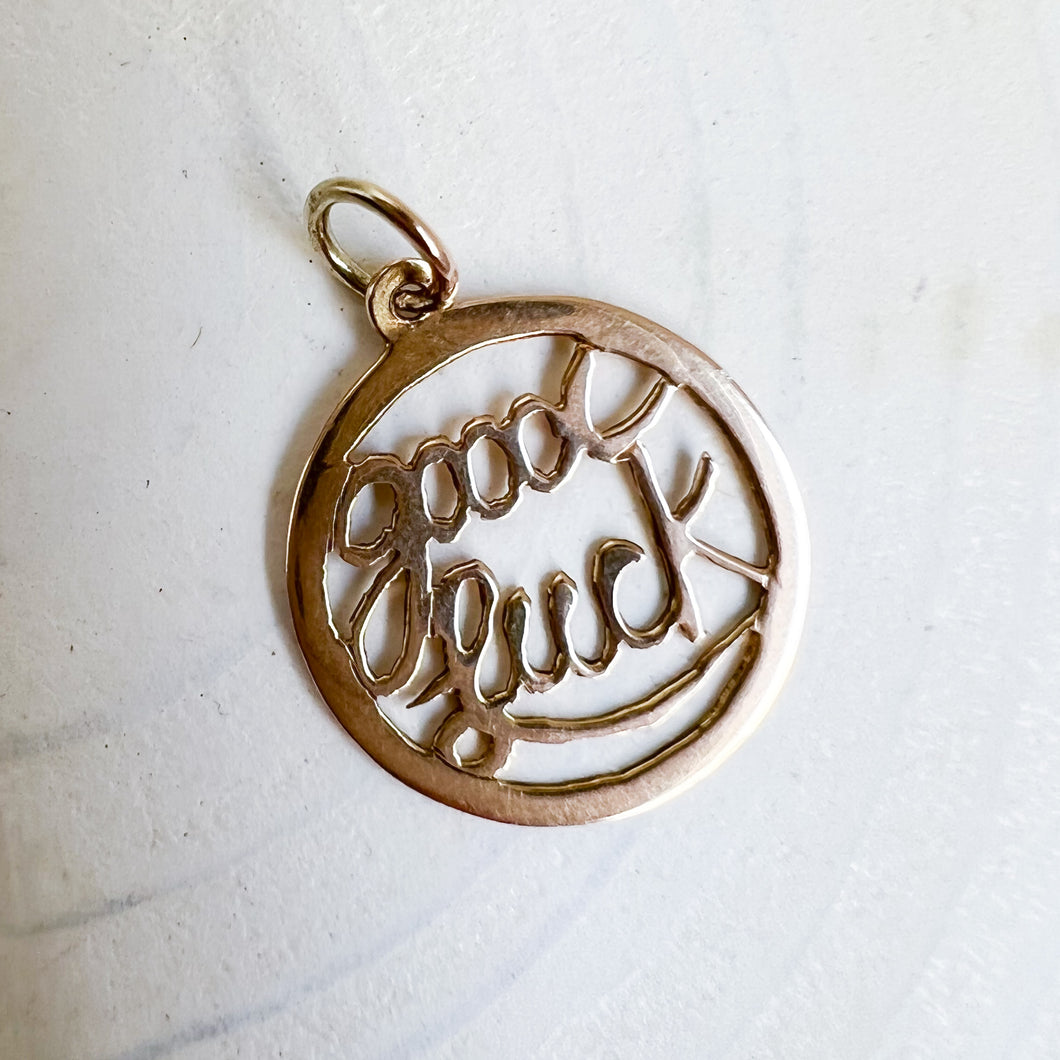 18K Yellow Gold Good Luck Charm Pendant