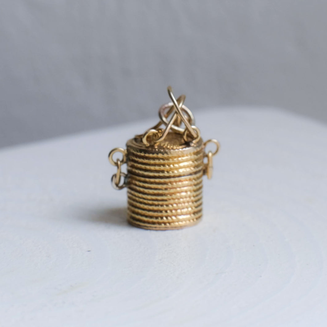 14K Yellow Gold Woven Basket Charm