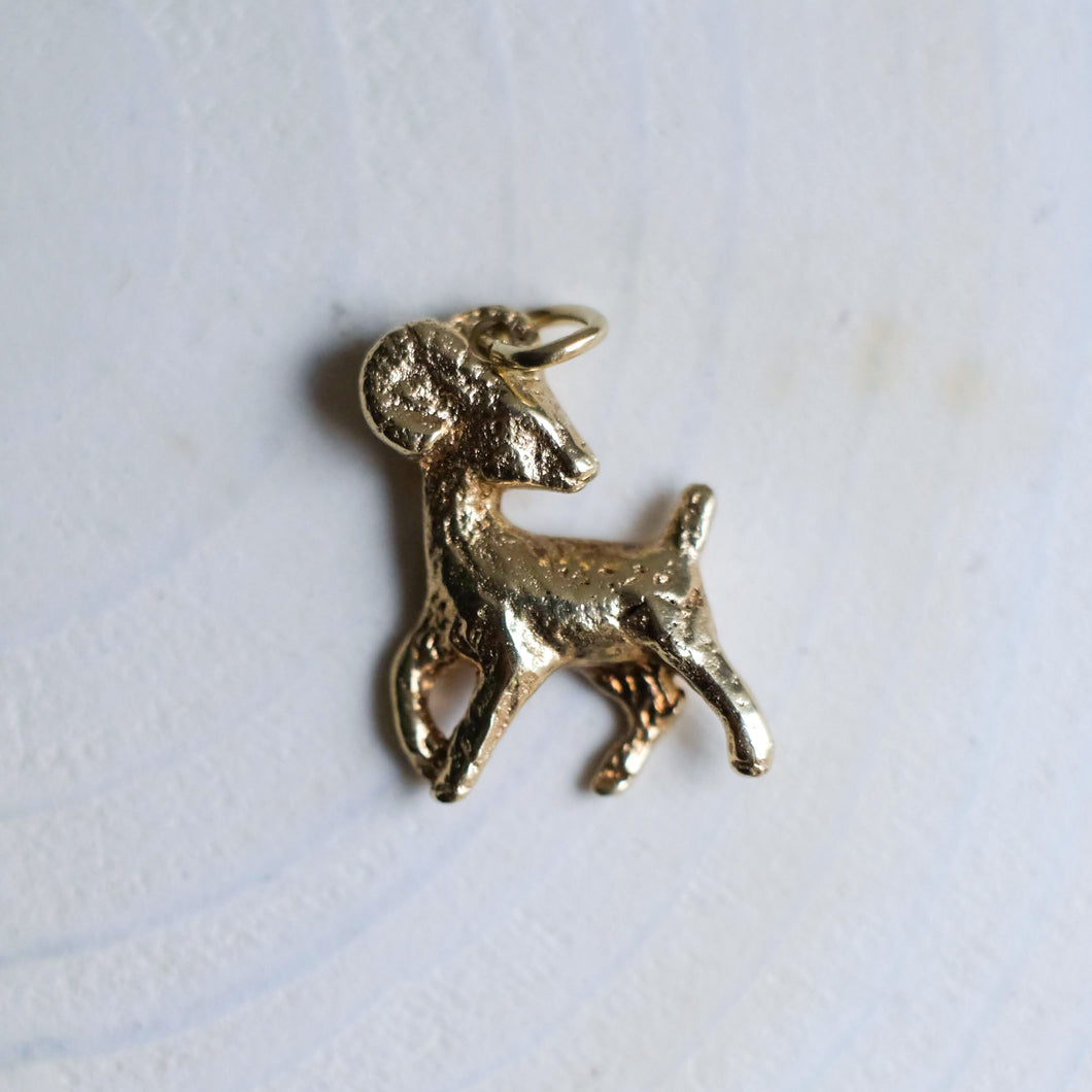 Vintage 14K Yellow Gold Aries Charm