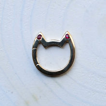 Load image into Gallery viewer, RESERVED for DM: 18K Yellow Gold Eye of the Cat Ruby Charm Enhancer
