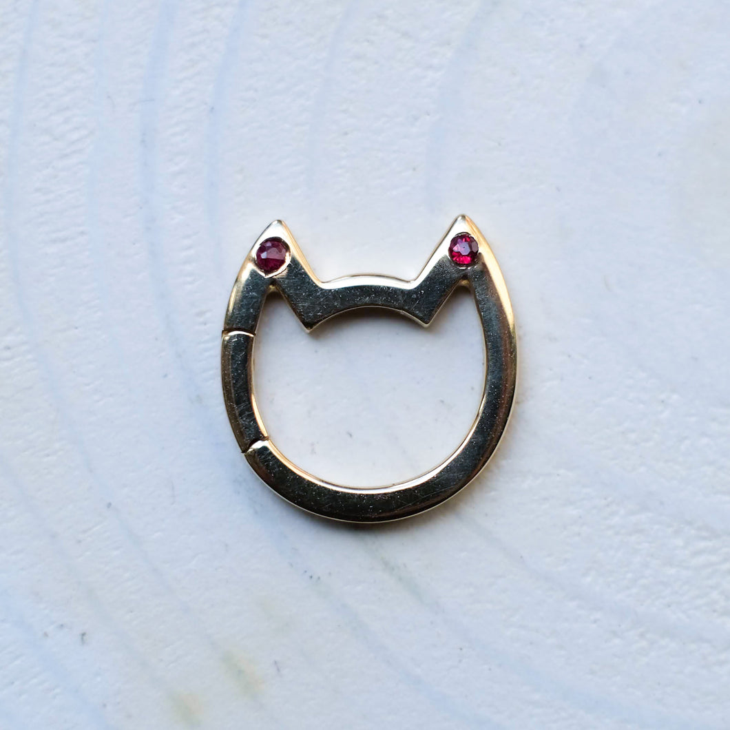 RESERVED for DM: 18K Yellow Gold Eye of the Cat Ruby Charm Enhancer