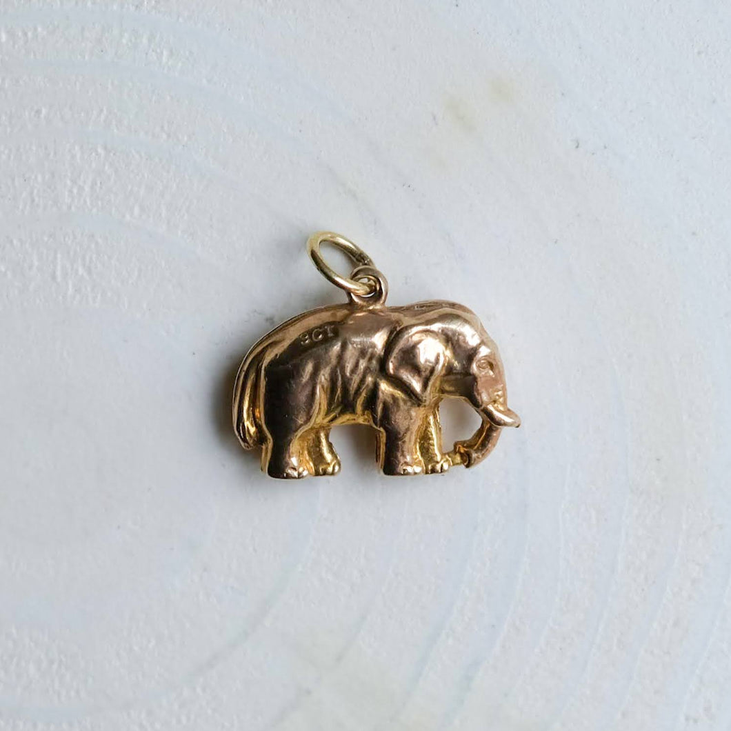 Vintage 9K Yellow Gold Elephant Charm