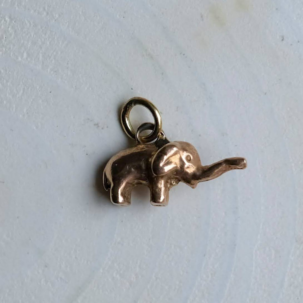 Vintage 9K Rose Gold Elephant Charm