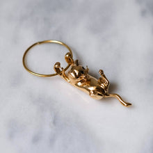 Load image into Gallery viewer, 18K Yellow Gold Hang In There Kitty Kitten Pendant with Sapphire Eyes by Jack Slack
