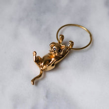 Load image into Gallery viewer, 18K Yellow Gold Hang In There Kitty Kitten Pendant with Sapphire Eyes by Jack Slack
