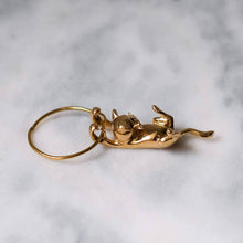 Load image into Gallery viewer, 18K Yellow Gold Hang In There Kitty Kitten Pendant with Sapphire Eyes by Jack Slack
