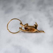 Load image into Gallery viewer, 18K Yellow Gold Hang In There Kitty Kitten Pendant with Sapphire Eyes by Jack Slack
