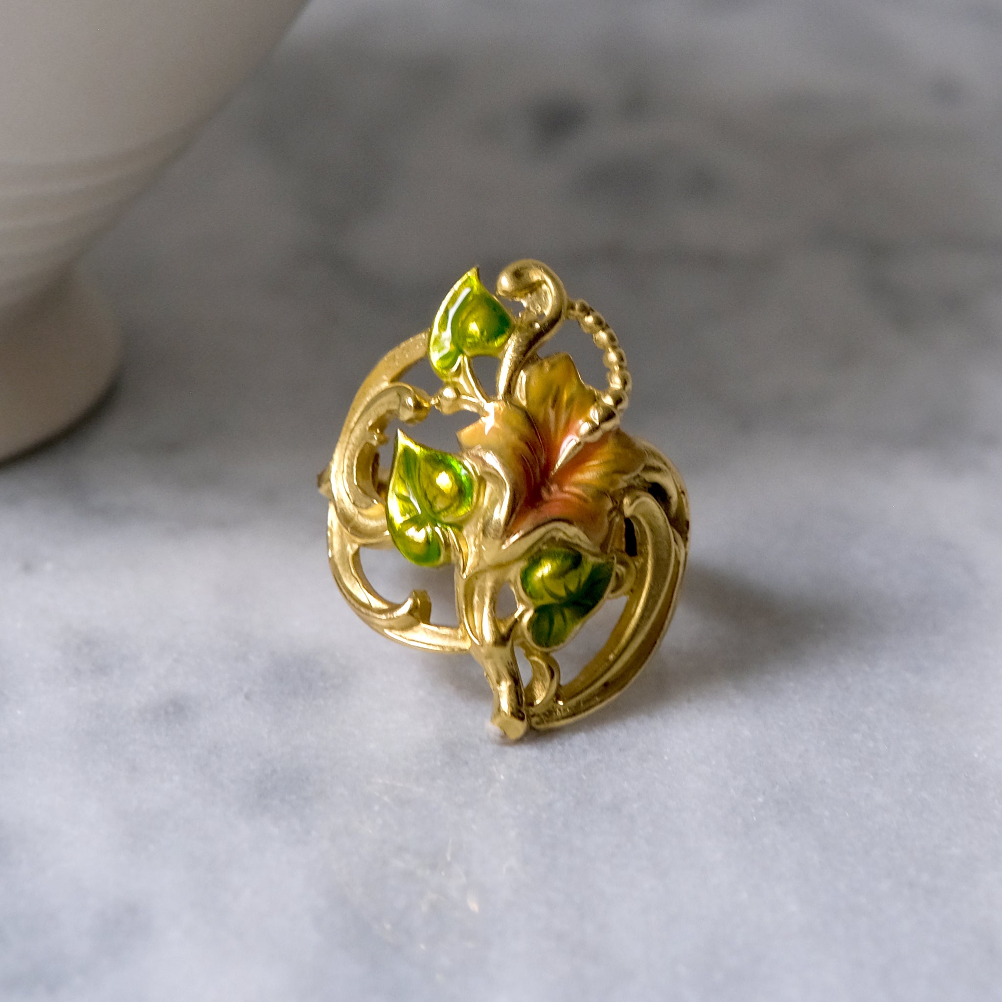 1690 Antiqued Gold Art Nouveau 2-Ring Connectors - 6 Pieces, Brass Jewelry Making Components