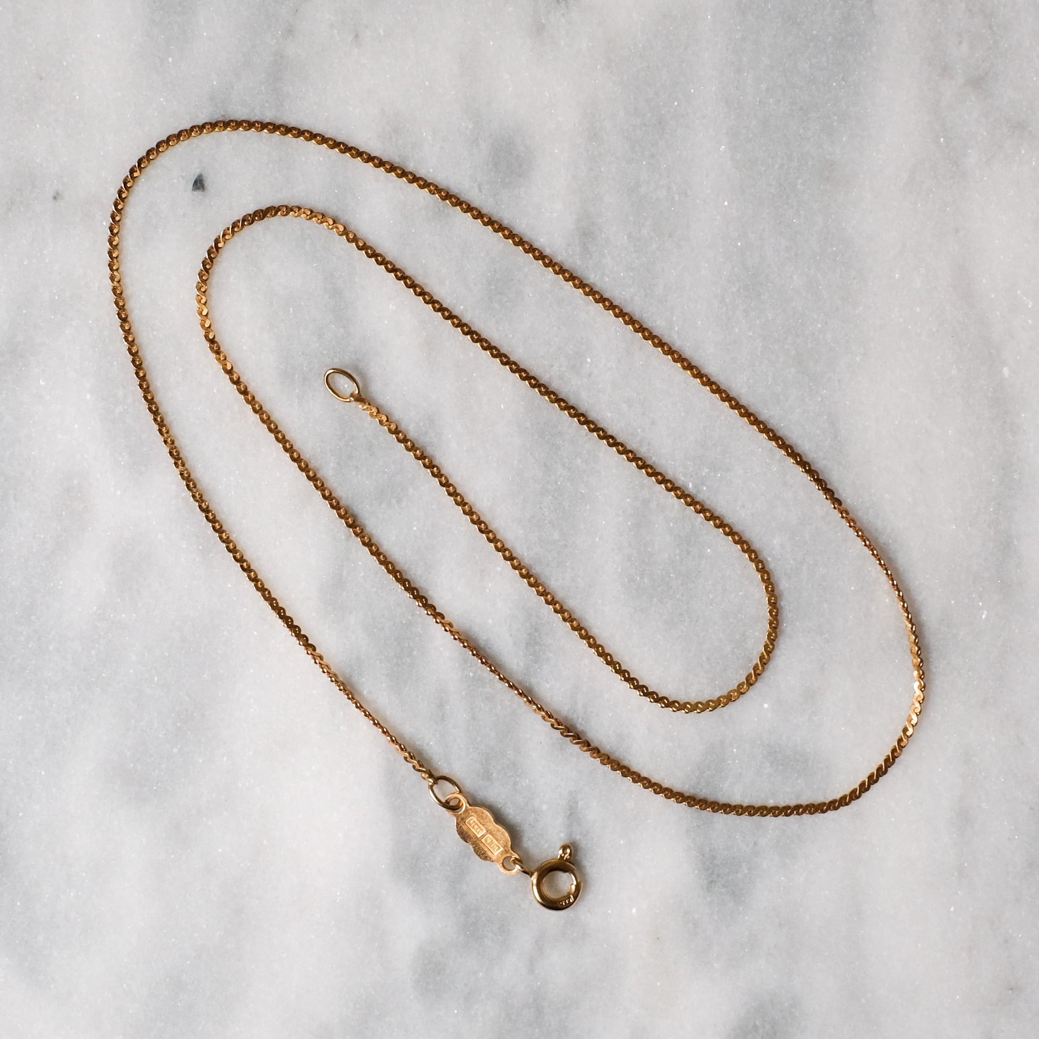 Vintage 18 inch 14K Yellow Gold Unoaerre Serpentine Flat S-Link Chain