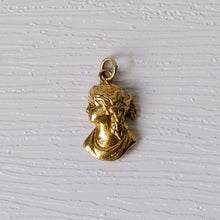 Load image into Gallery viewer, 9K Yellow Gold Art Nouveau Style Lady Portrait Charm
