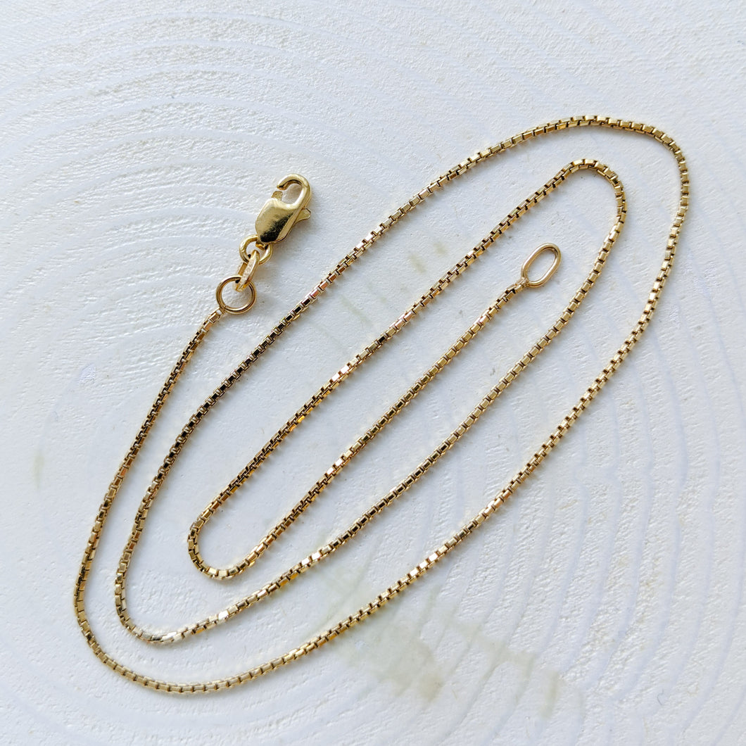 16 inch 14k Yellow Gold Box Chain, 40.5 cm 1mm Box Chain Necklace