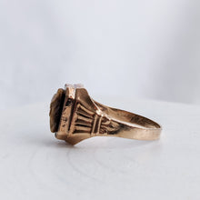 Load image into Gallery viewer, 10K Rose Gold Vintage Tiger&#39;s Eye Cameo Roman Soldier Ring Size US 4 3/4 / US I+
